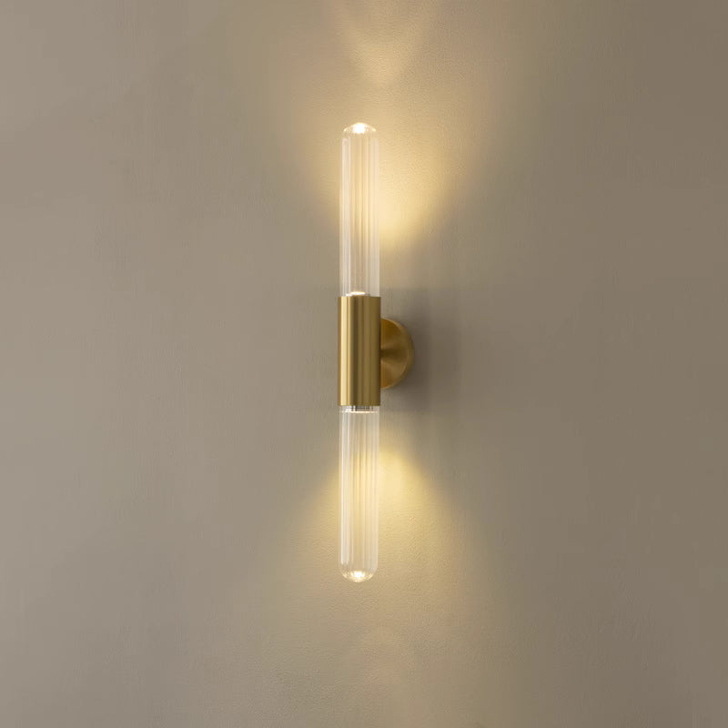 Spire Brass Vertical Tube Wall Light
