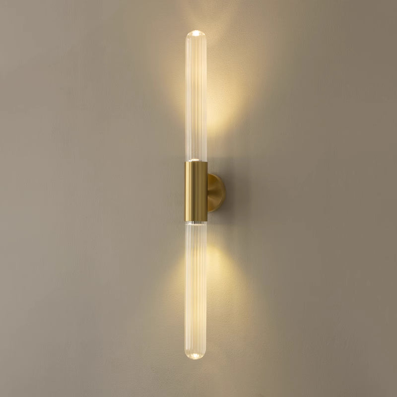 Spire Brass Vertical Tube Wall Light