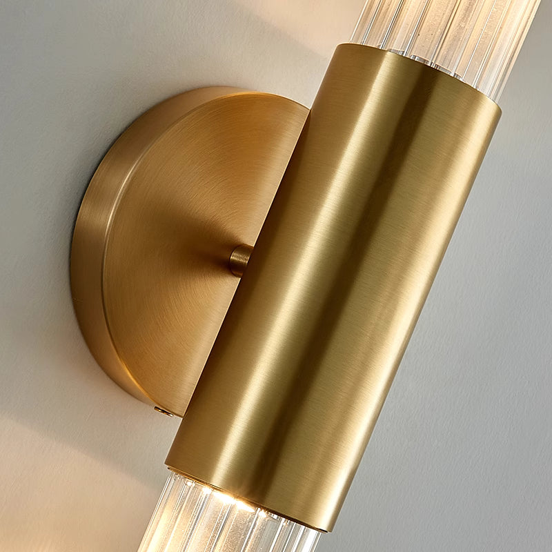 Spire Brass Vertical Tube Wall Light